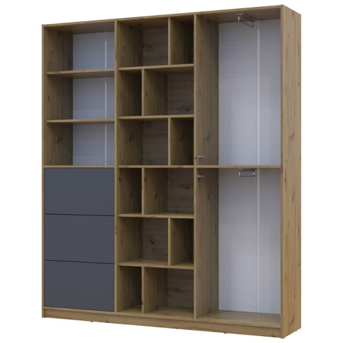 Фото шафи з шухлядами МОРГАН ДОРОС (DOROS) дуб артизан / графіт – наповнення