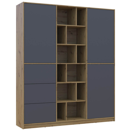 Фото шафи з шухлядами МОРГАН ДОРОС (DOROS) дуб артизан / графіт – вигляд збоку