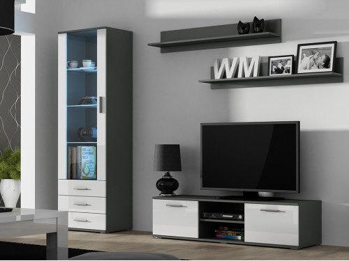 Фото комплекта мебели для гостиной SOHO 7 CAMA MEBLE серый / белый глянец