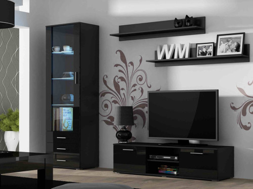 Фото комплекта мебели для гостиной SOHO 7 CAMA MEBLE черный / черный глянец