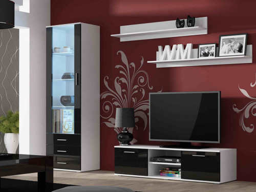 Фото комплекта мебели для гостиной SOHO 7 CAMA MEBLE белый / черный глянец