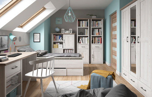 На фот стеллаж LUCA JUZI REG1D1S BRW в детской 