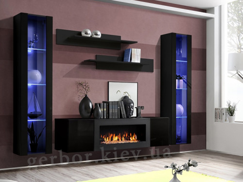 Фото гостиной FLY M2 ZZ ASM MEBLE черный / черный глянец