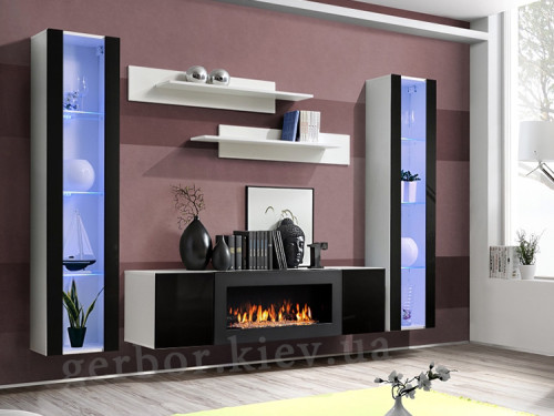 Фото гостиной FLY M2 WS ASM MEBLE белый / черный глянец