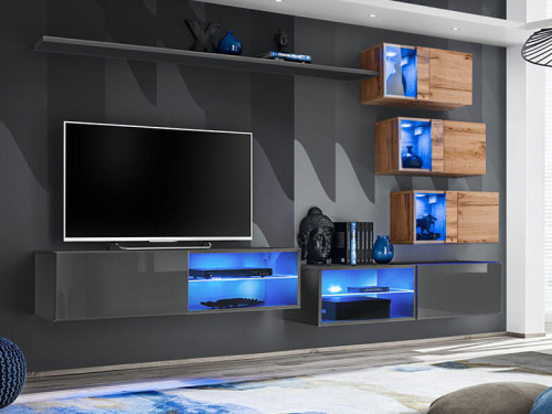 Фото гостиной SWITCH XXIV GWT ASM MEBLE графит / дуб вотан