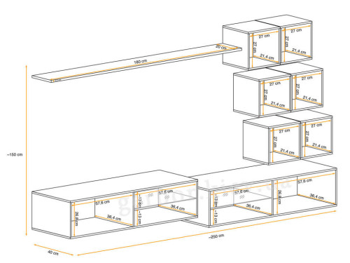 Фото гостиной SWITCH XXIV ASM MEBLE – схема с внутренними размерами