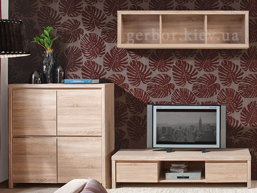 Фото тумби ТВ КАСПІАН сонома  RTV2S/14/40 БРВ ВМК в інтер'єрі вітальні