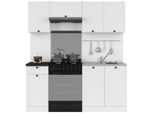 Фото кухні JUNONA LINE 180 BBL BRW білий зі стільницею