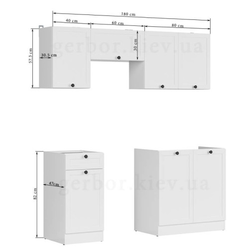 Фото кухні JUNONA LINE 180 BBL BRW білий (без стільниці) – розміри