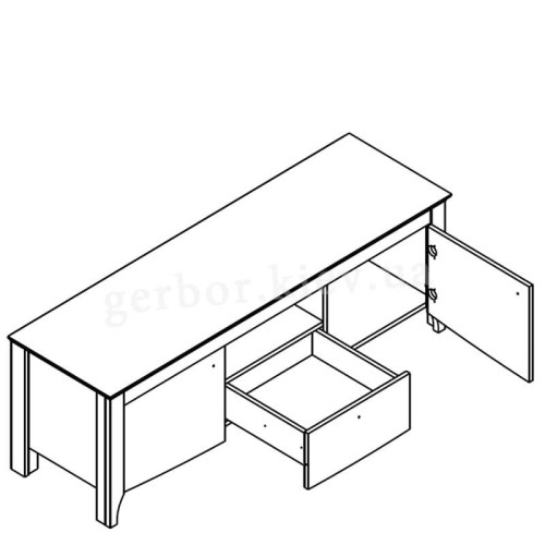 Фото вітальні КАРІНА Гербор – схема наповнення тумби ТВ