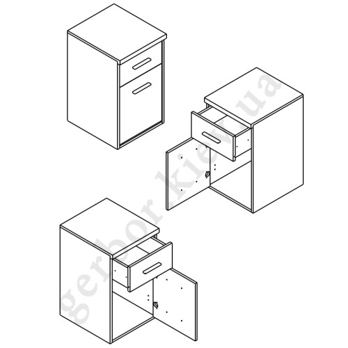 Фото мобільної тумби ШАНТАЛЬ KON1D1S Гербор – схема наповнення