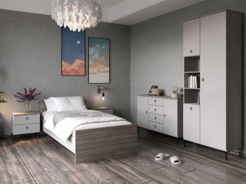 Фото комбінованої шафи СІМПЛ REG3D БРВ (ВМК) вяз ліберті світлий / кашемір в інтер'єрі дитячої