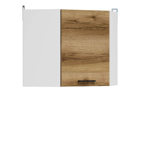 Фото навесного углового шкафа JUNONA LINE GNWU/57LP BRW делано светлый – вид сбоку