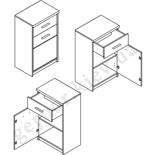 Фото тумби ШАНТАЛЬ KOM1D1S Гербор – схема наповнення