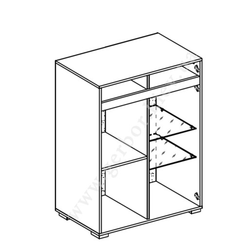 На фото схема наполнения тумбы 2Д Ск БЬЯНКО Світ Меблів