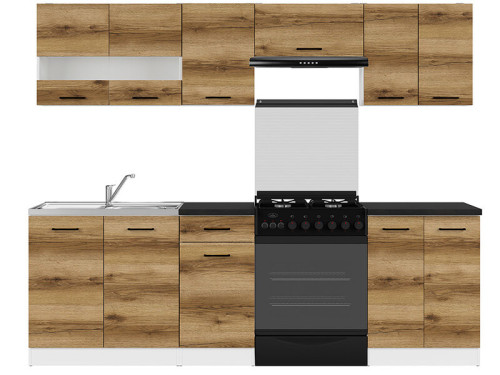 Фото навесной витрины JUNONA LINE G2W/80/57 BRW делано светлый в кухонном гарнитуре