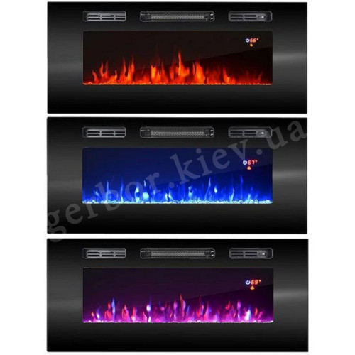 Фото тумби ТВ з електрокаміном ROVA EF CAMA MEBLE чорний / чорний глянець / білий камін – варіанти кольорів полум'я каміну