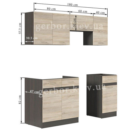 Фото кухні JUNONA LINE 180 BBL BRW сонома (без стільниці) – розміри