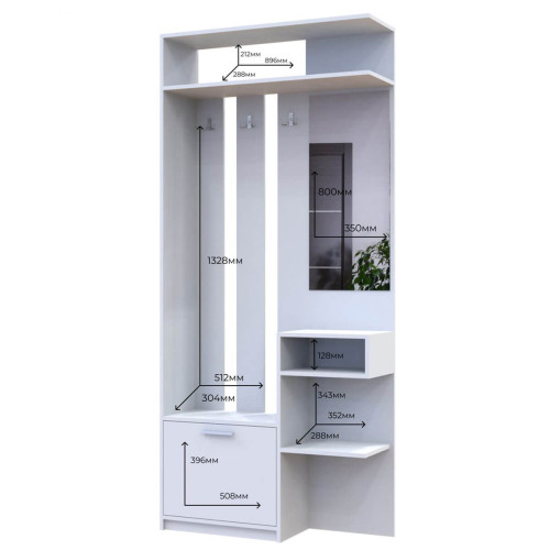 Фото білого передпокою РІВ'ЄРА ДОРОС (DOROS) – розміри