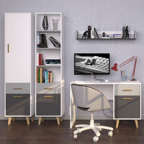 Фото відкритого стелажу TIMMY  1D1S ВМВ в інтер'єрі домашнього кабінету