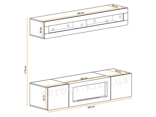 Фото гостиной FLY N2 ASM MEBLE – схема с внешними размерами