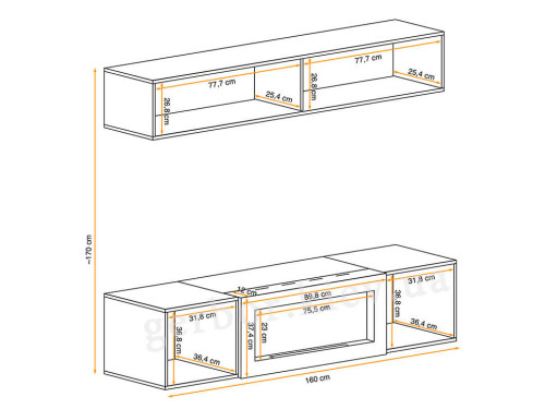 Фото гостиной FLY N2 ASM MEBLE – схема с внутренними размерами