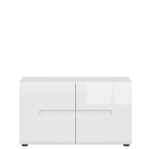 Фото тумбы для обуви AZTECA TRIO SFK2D/5/9 BRW с белой глянцевой планкой - вид спереди