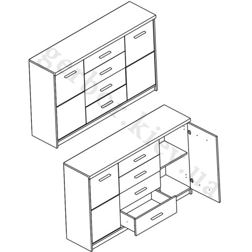 Фото комоду ШАНТАЛЬ KOM2D4S Гербор – схема наповнення