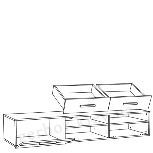 На фото схема наполнения тумбы под телевизор 1D2SL SOLO VMV Holding
