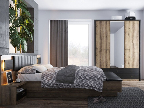 Фото шкафа с зеркалом JAGGER 3D2S MEBELBOS в интерьере спальни
