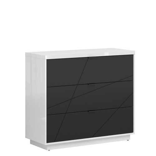 Фото комода FORN KOM3S BRW белый глянец / черный