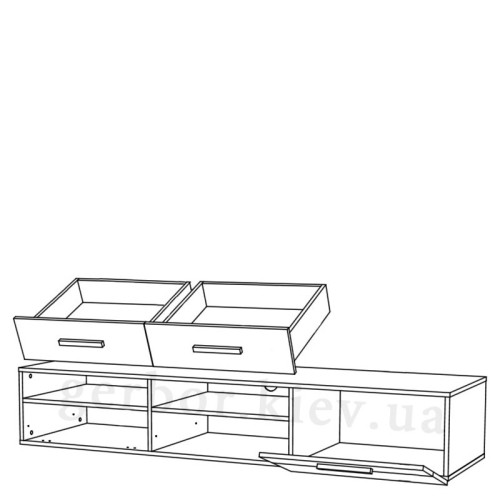 На фото схема наполнения тумбы под телевизор 1D2SP  SOLO VMV Holding
