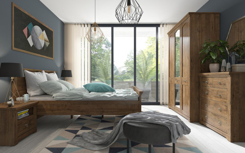 Фото комода KOM5S PATRAS BRW в комплекте мебели для спальни