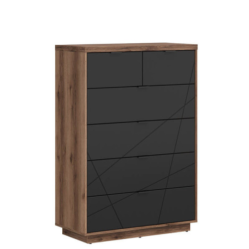 Фото комода FORN KOM6S BRW дуб делано темный / черный