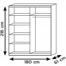 Фото шкафа-купе FADO 180 BOGFRAN (дуб сонома) – схема наполнения и размеров