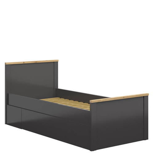 Фото ліжка HESEN LOZ/90 BRW графіт / дуб артизан з шухлядою