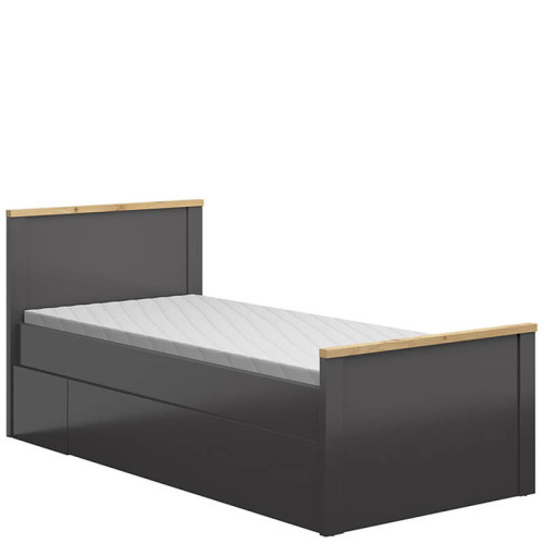 Фото ліжка HESEN LOZ/90 BRW графіт / дуб артизан з шухлядою та матрацом