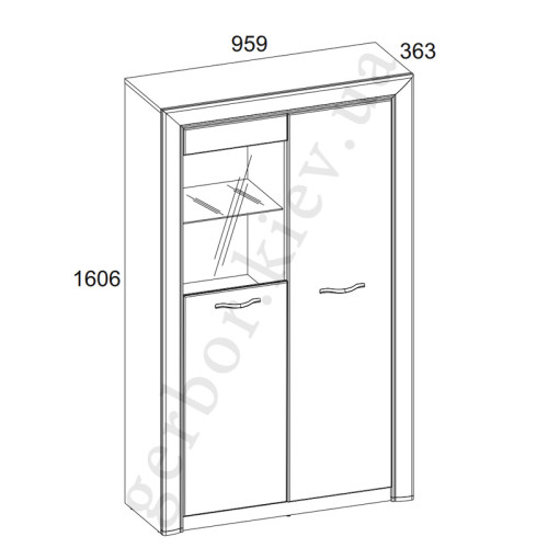 Фото вітрини низької SAPORI 1D1W MEBELBOS – схема з розмірами
