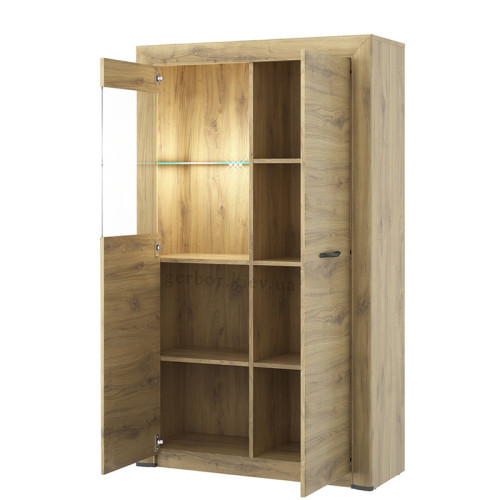 Фото вітрини низької SAPORI 1D1W MEBELBOS з додатковою підсвіткою – наповнення