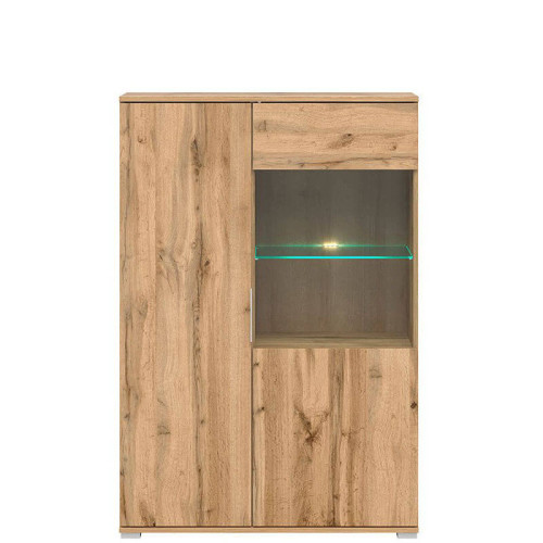 Фото витрины с подсветкой ZELE REG1W1D/90_LED BRW дуб вотан - вид спереди