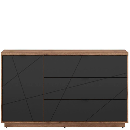 Фото комода FORN KOM1D3S BRW дуб делано темный / черный – вид спереди
