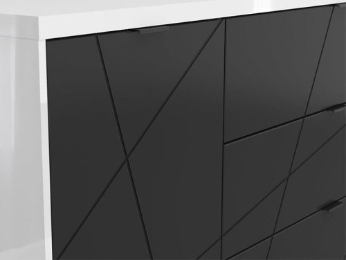 Фото комода FORN KOM1D3S BRW белый глянец / черный – фасад