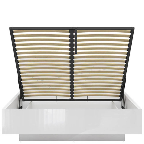 Фото кровати с подъемным механизмом FORN LOZ/160/B BRW белый глянец – вид спереди