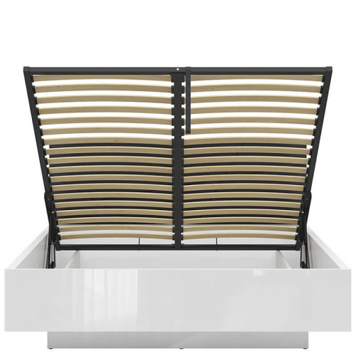 Фото кровати с подъемным механизмом FORN LOZ/160/B BRW белый глянец / черный – вид спереди