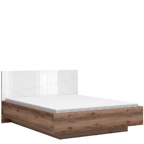 Фото кровати FORN LOZ/160/B BRW дуб делано темный / белый глянец с матрасом