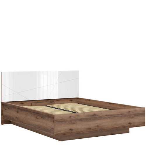 Фото кровати FORN LOZ/160/B BRW дуб делано темный / белый глянец – вид сбоку