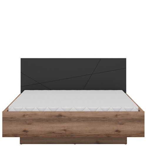 Фото кровати FORN LOZ/160/B BRW дуб делано темный / черный с матрасом – вид спереди