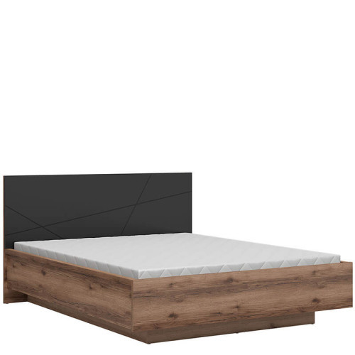 Фото кровати FORN LOZ/160/B BRW дуб делано темный / черный с матрасом