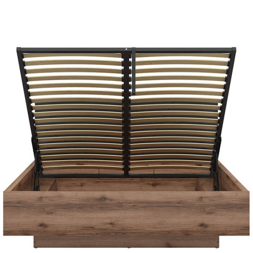 Фото кровати с подъемным механизмом FORN LOZ/160/B BRW дуб делано темный / черный – вид спереди