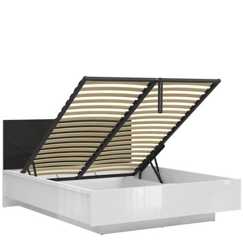 Фото кровати с подъемным механизмом FORN LOZ/160/B BRW белый глянец / черный